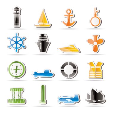 Simple Marine, Sailing and Sea Icons clipart