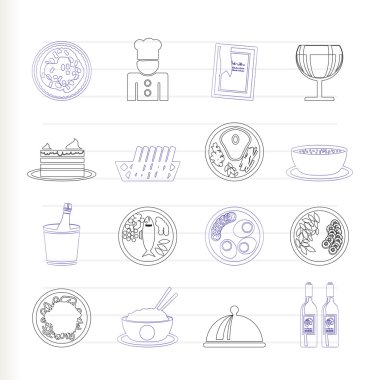 Restaurant, food and drink icons clipart