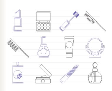 Beauty, cosmetic and make-up icons clipart