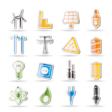 Simple Electricity, power and energy icons clipart