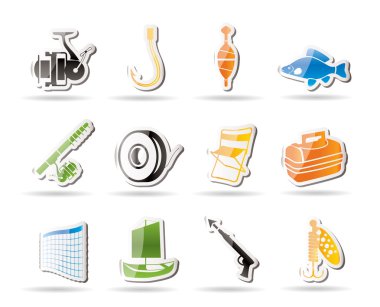 Simple Fishing and holiday icons clipart