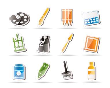 Simple painter, drawing and painting icons clipart