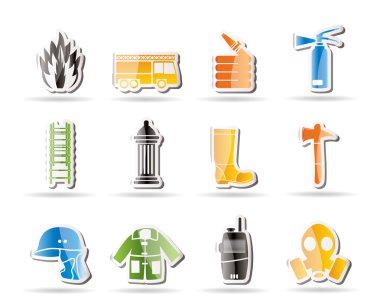 Simple fire-brigade and fireman equipment icon clipart