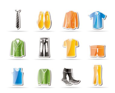 Man fashion and clothes icons clipart