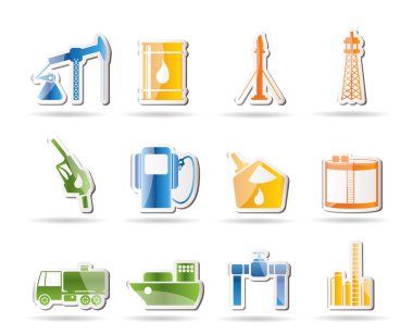 Oil and petrol industry icons clipart