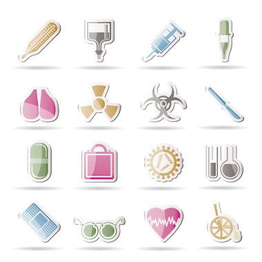 Collection of medical themed icons and warning-signs clipart