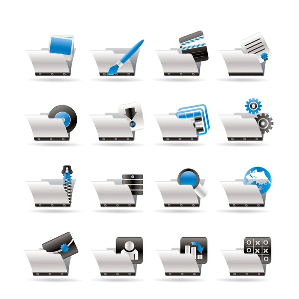 Iconos de ordenador y teléfono - Carpetas — Vector de stock