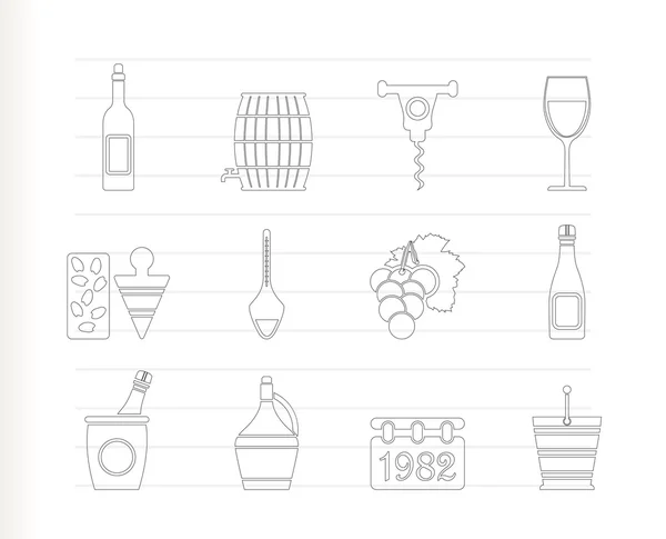 Ikonen für Wein und Trinken — Stockvektor