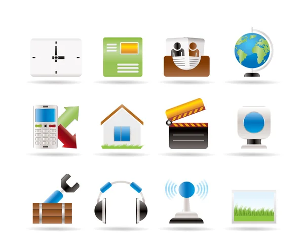 Iconos de teléfono móvil y ordenador — Vector de stock