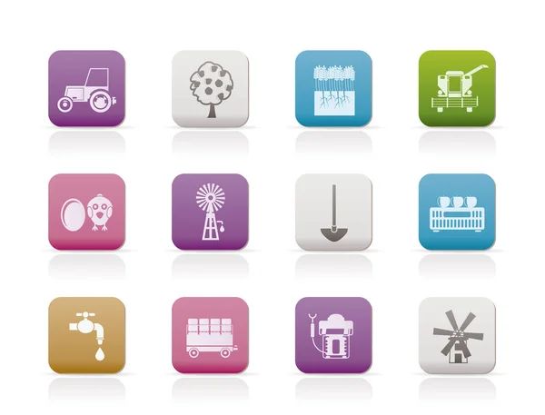 Farming industry and farming tools icons — Stockvector