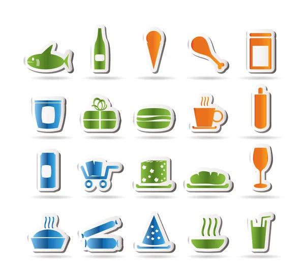 Loja e ícones de alimentos — Vetor de Stock