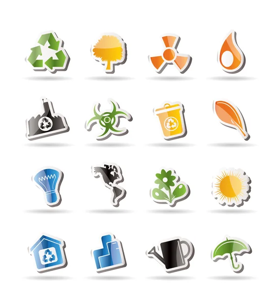 Ícones simples de Ecologia e Reciclagem — Vetor de Stock