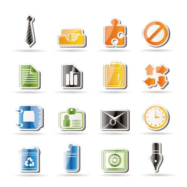 Iconos de oficina y negocios simples — Vector de stock