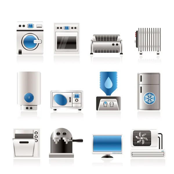 Domácí elektroniky a vybavení ikony — ストックベクタ