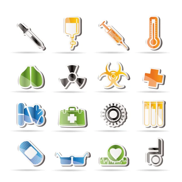 Collection of medical themed icons and warning-signs — Stock Vector