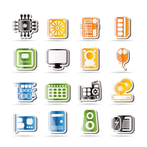Icone semplici sulle prestazioni e sulle attrezzature del computer — Vettoriale Stock
