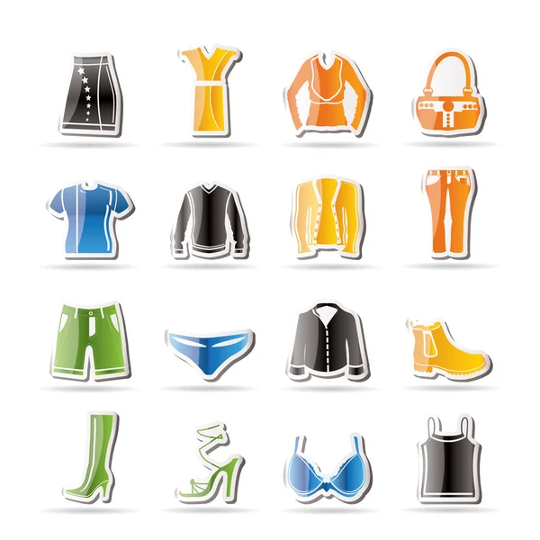 Egyszerű ruhák és a ruha ikonok — Stock Vector