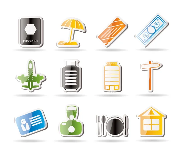 Simple Travel, Holiday and Trip Icons — Stock Vector