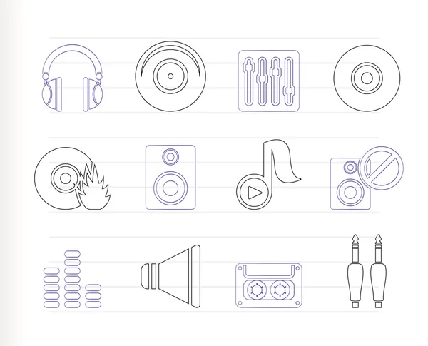 Музыка и звуковые иконы — стоковый вектор