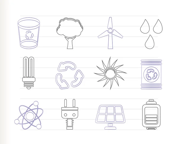 Ecology, energy and nature icons — Stock Vector