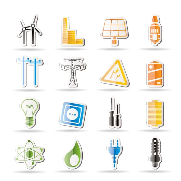Iconos simples de electricidad, energía y energía — Archivo Imágenes Vectoriales