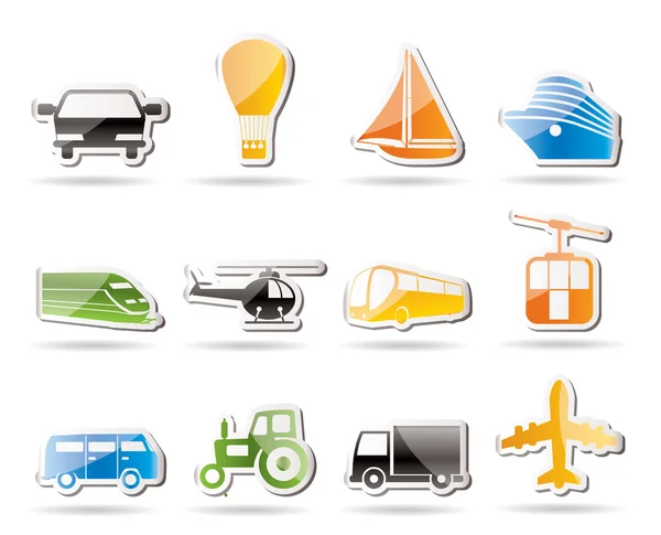 Eenvoudige pictogrammen voor vervoer en reizen — Stockvector
