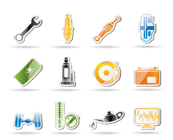 Pièces et services de voiture simples icônes — Image vectorielle