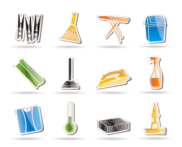 Objetos domésticos simples e ícones de ferramentas — Vetor de Stock