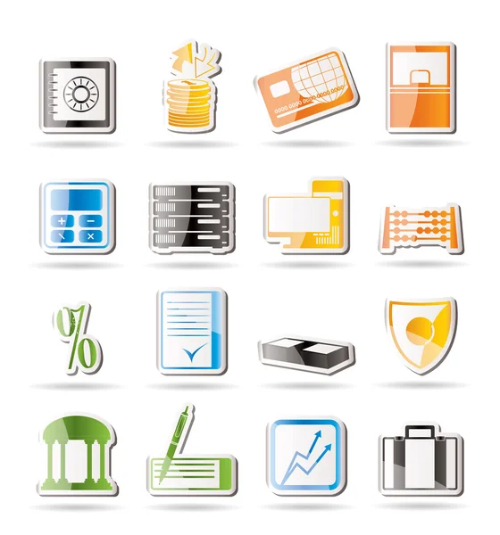 Simple bank, business, finance and office icons — Stock Vector