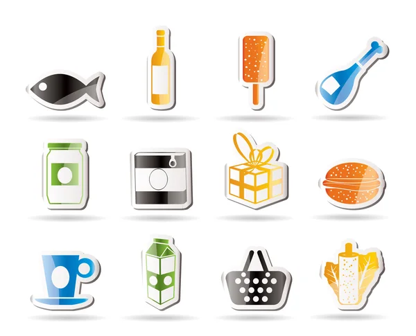 Butik, mat och dryck ikoner 1 — Stock vektor