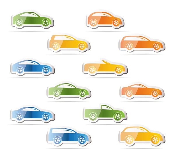 Різні типи значків автомобілів — стоковий вектор