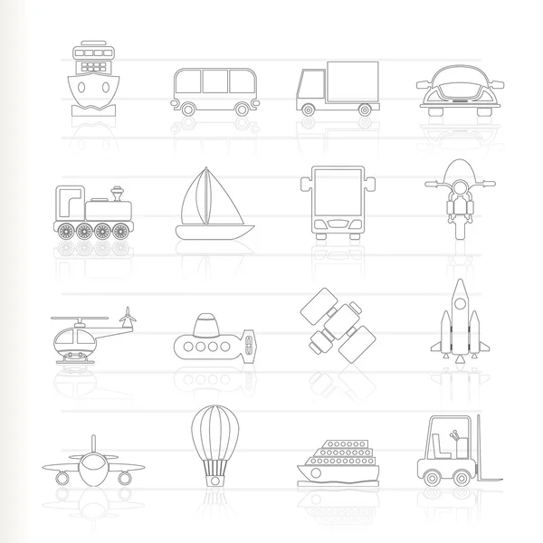 Transport, podróży i wysyłki ikony — Wektor stockowy