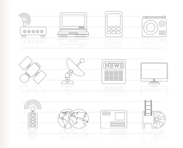Icone della comunicazione aziendale e tecnologica — Vettoriale Stock