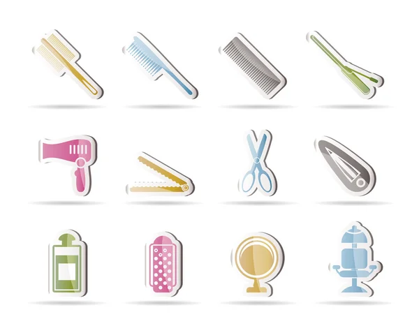 Icone per parrucchiere, coiffure e make-up — Vettoriale Stock