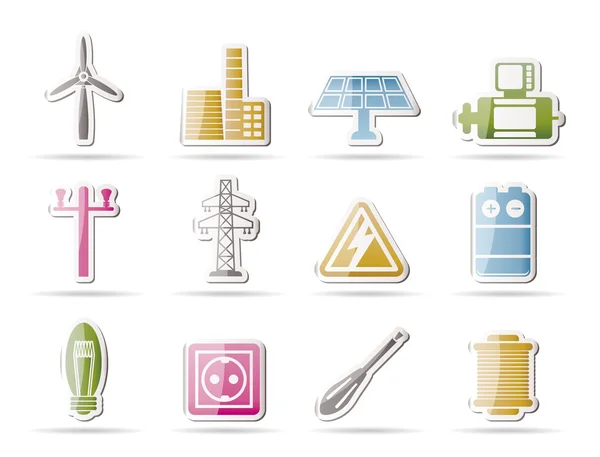 Iconos de electricidad y electricidad — Vector de stock