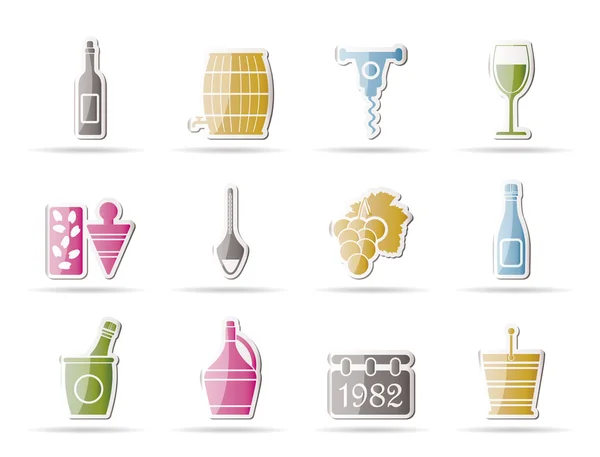 Víno a nápoje ikony — Stockový vektor
