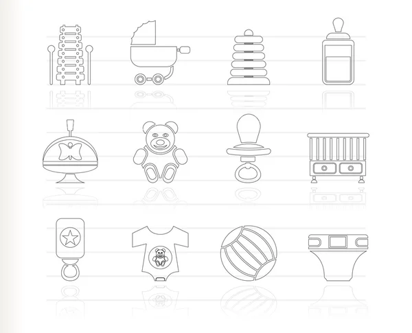 Barn, baby och baby onlinebutik ikoner — Stock vektor