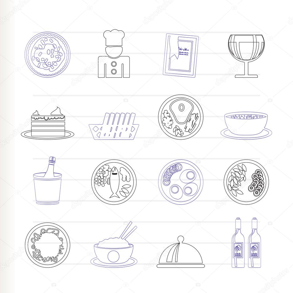 Restaurant, food and drink icons
