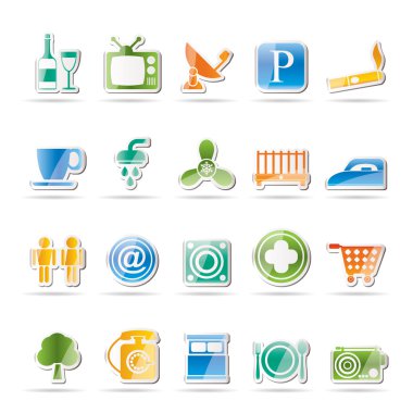 Hotel and Motel objects icons clipart