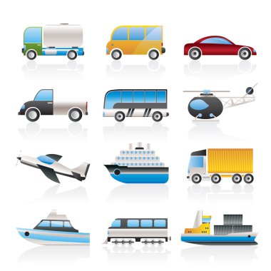 Travel and transportation icons clipart