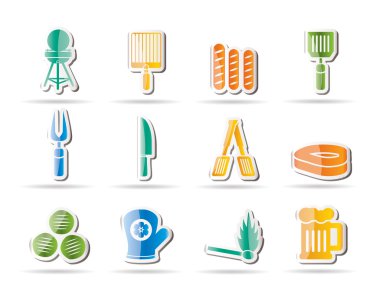 Picnic, barbecue and grill icons clipart