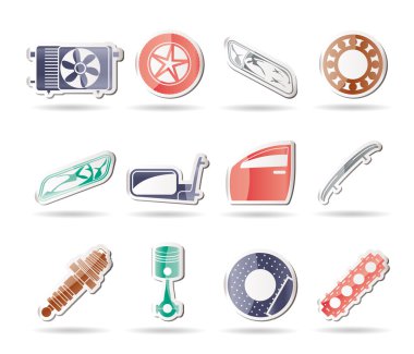 Realistic Car Parts and Services icons clipart