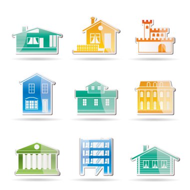 Different kind of houses and buildings clipart