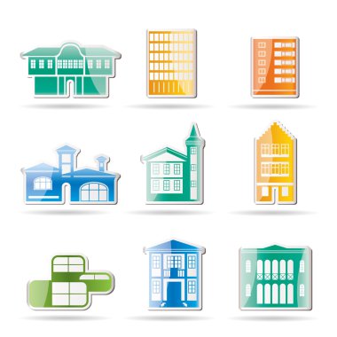 Different kind of houses and buildings clipart