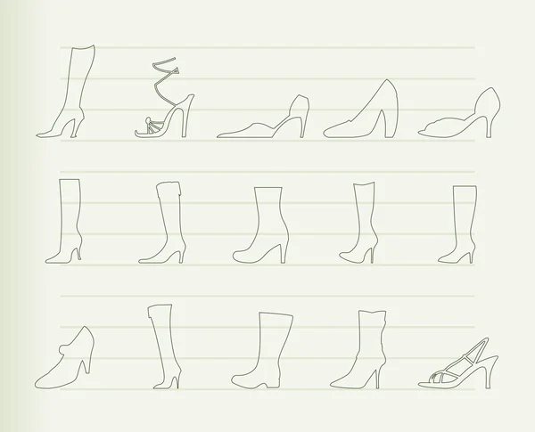 Schoen en schoen pictogrammen — Stockvector