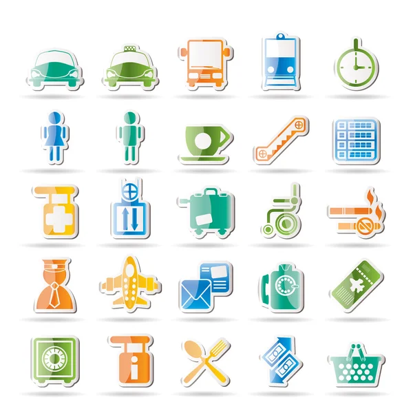 Airport, travel and transportation icons — Stock Vector