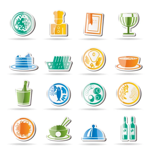 Ікони ресторану, їжі та напоїв — стоковий вектор