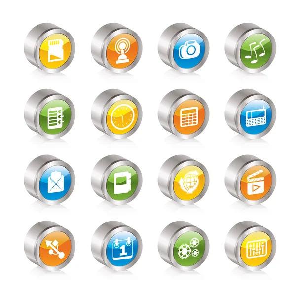 Phone Performance, Internet and Office Icons — Stock Vector