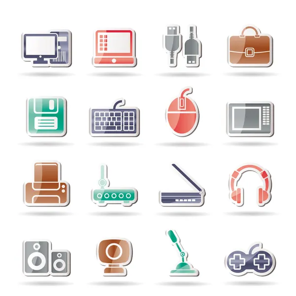 Sprzęt i na obrzeżach ikony komputerowe — Wektor stockowy