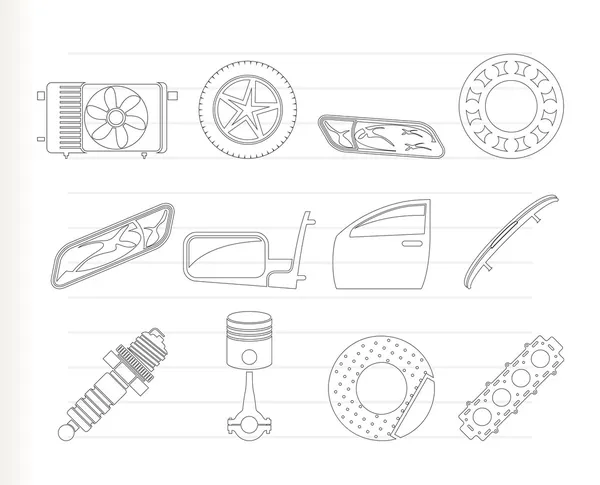 Realistisch auto onderdelen en diensten pictogrammen — Stockvector